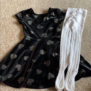 BLACK VELVET DRESS + SWEATER TIGHTS XS 4 4T